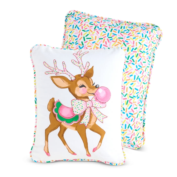 16" Bubblegum Blowin' Reindeer Pillow
