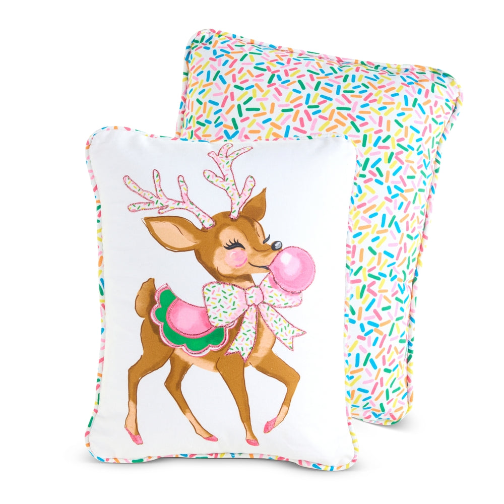 16" Bubblegum Blowin' Reindeer Pillow