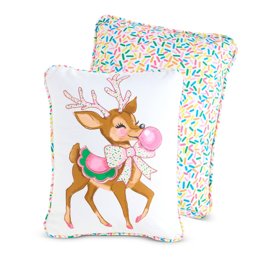 16" Bubblegum Blowin' Reindeer Pillow