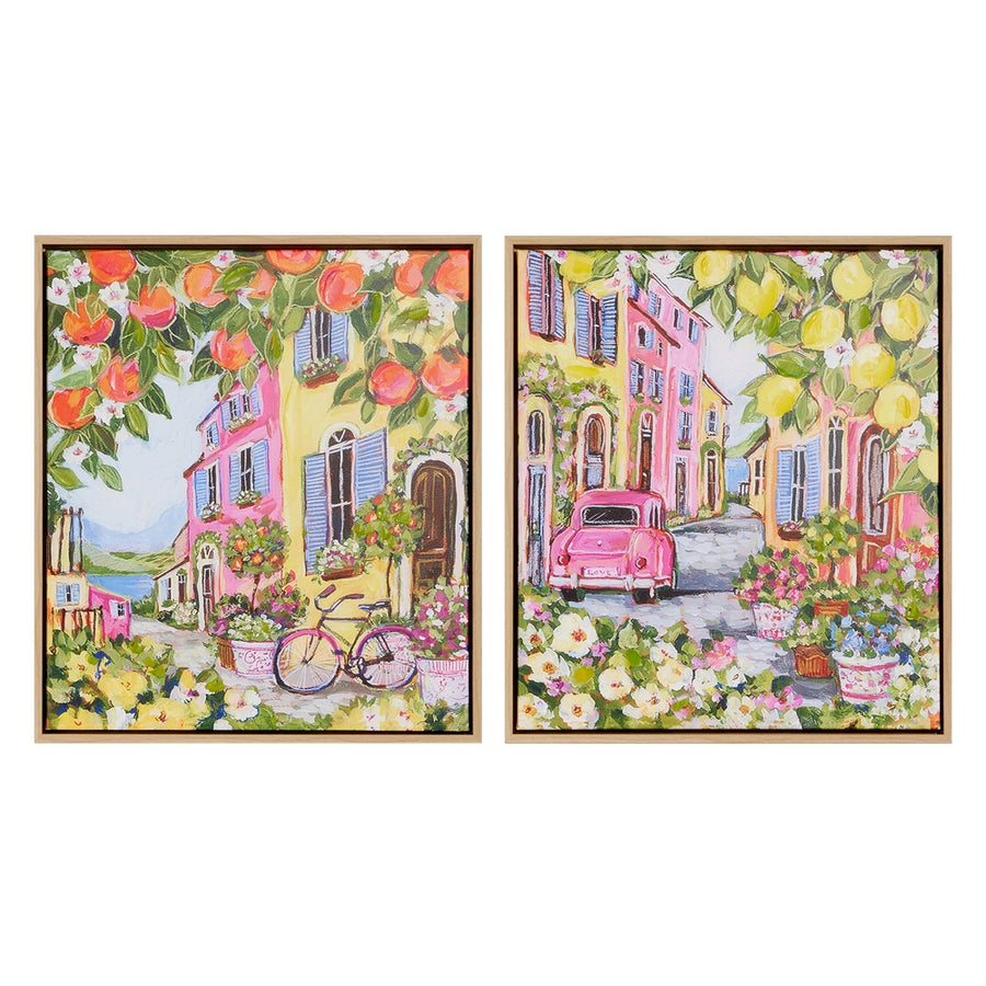 17.5" Blooming Boulevard Framed Canvas Wall Art