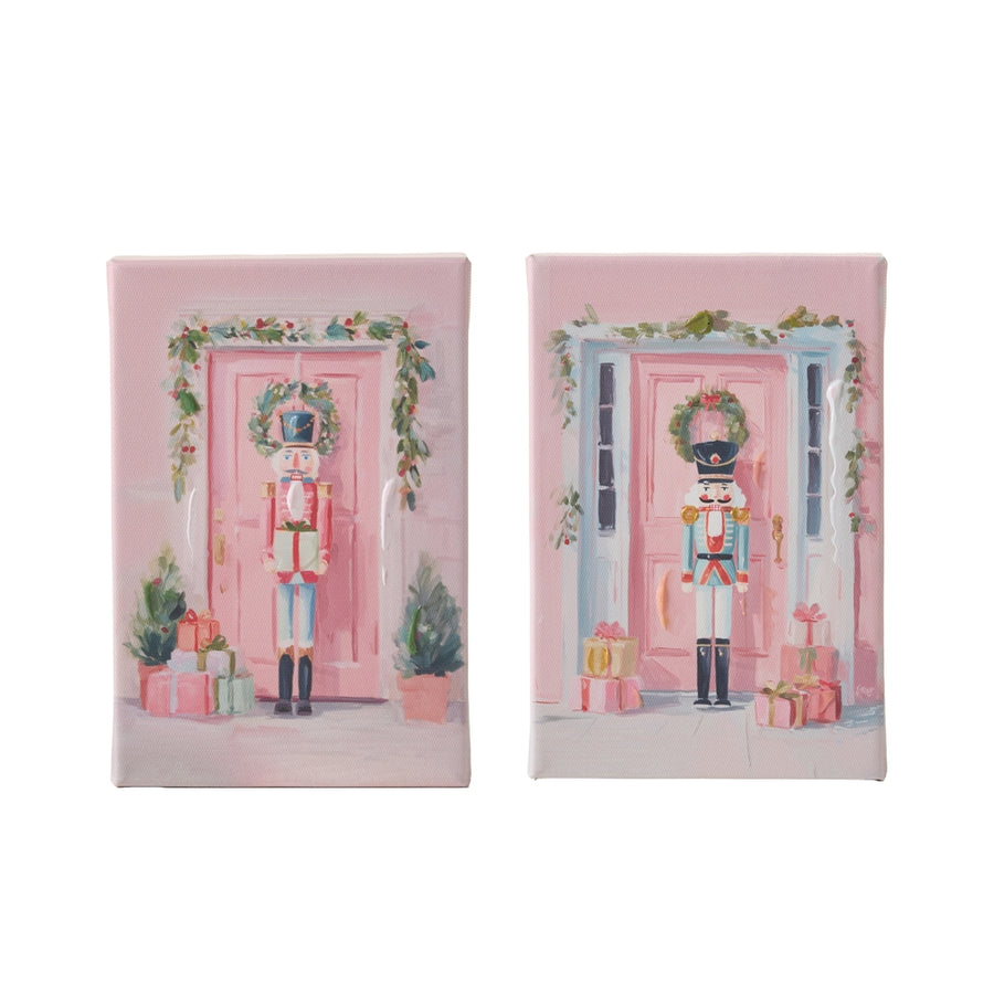 6" Pink Door and Nutcracker Wall Art
