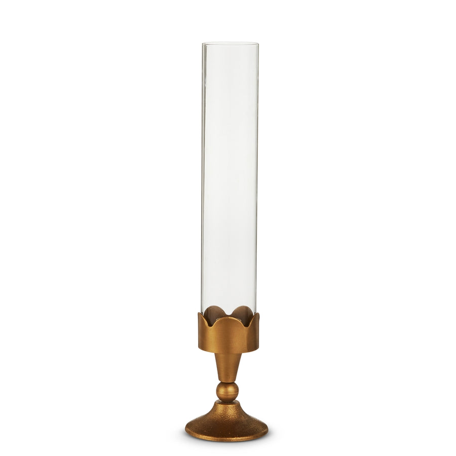 16.25" Gold Scalloped Hurricane Candlestick