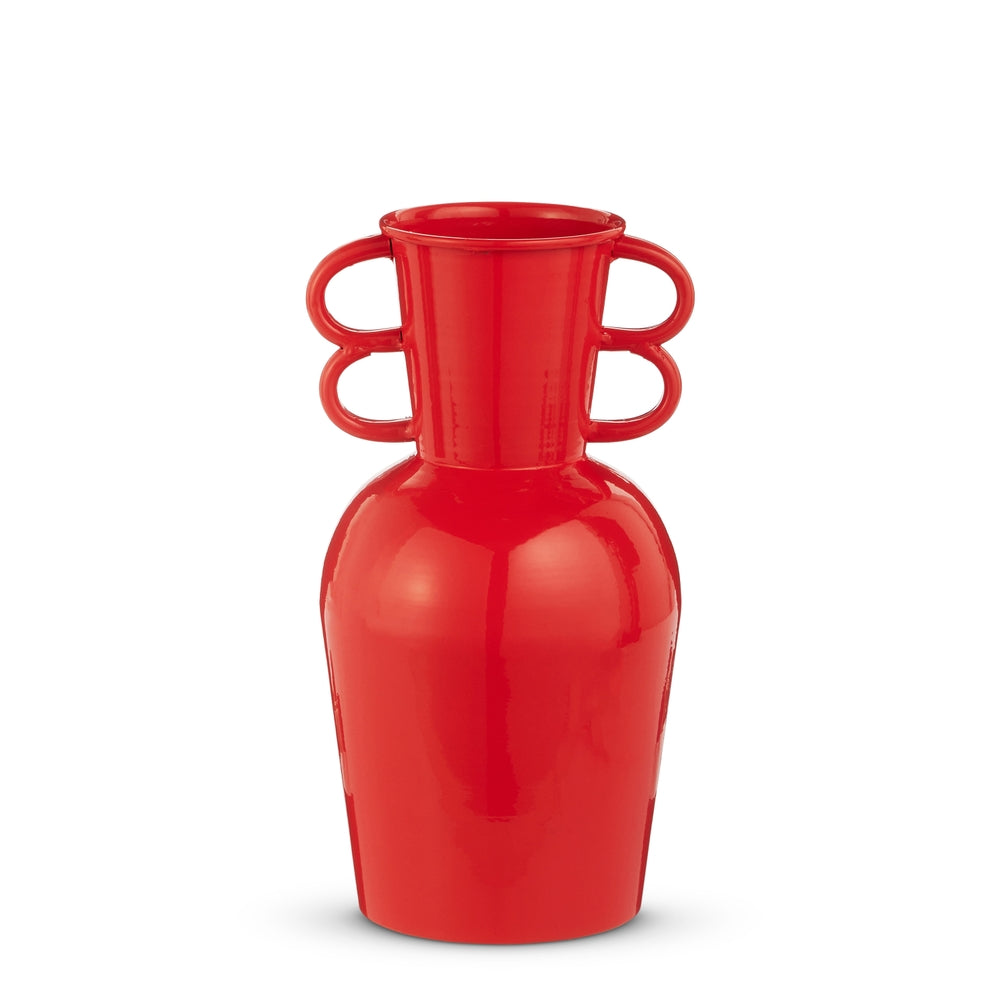 10.5" Double Loop Dark Coral Vase