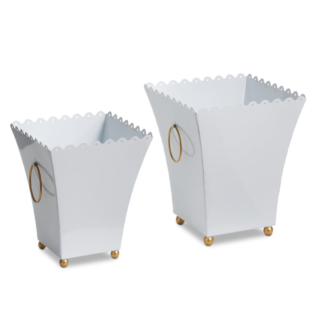 10" White Eyelet Trim Containers