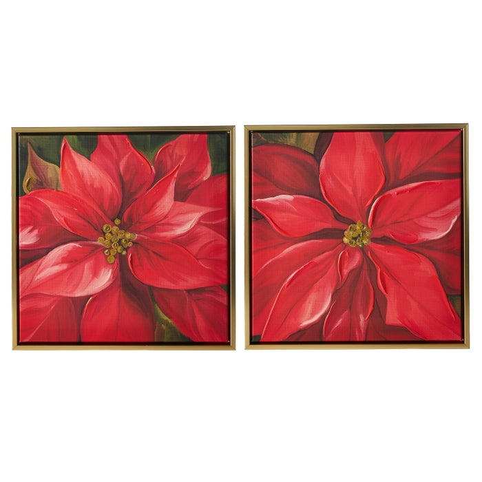Poinsettia Wall Art 13.5 Inch Red Plastic