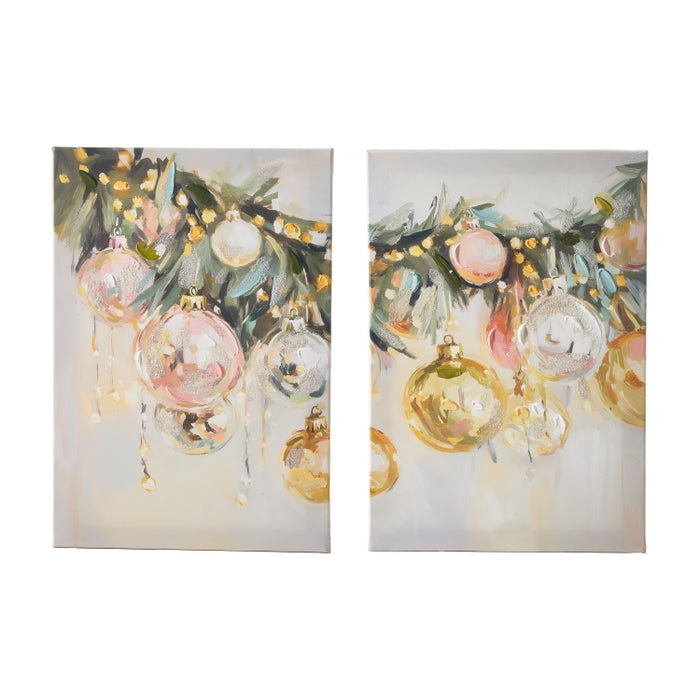 15.75" Twilight Tidings Garland Diptych Wall Art