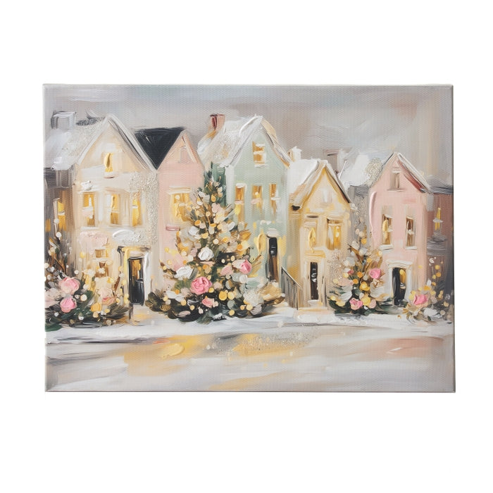 15.75" Twilight Tidings Village Wall Art
