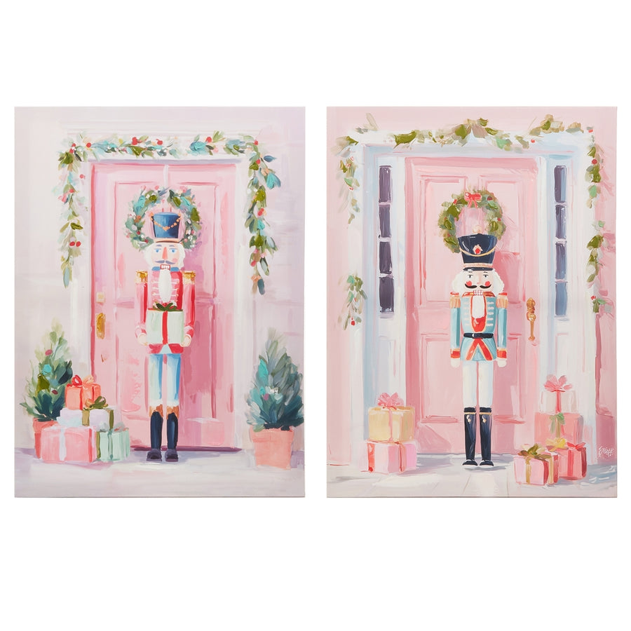 21.75" Pink Door and Nutcracker Wall Art
