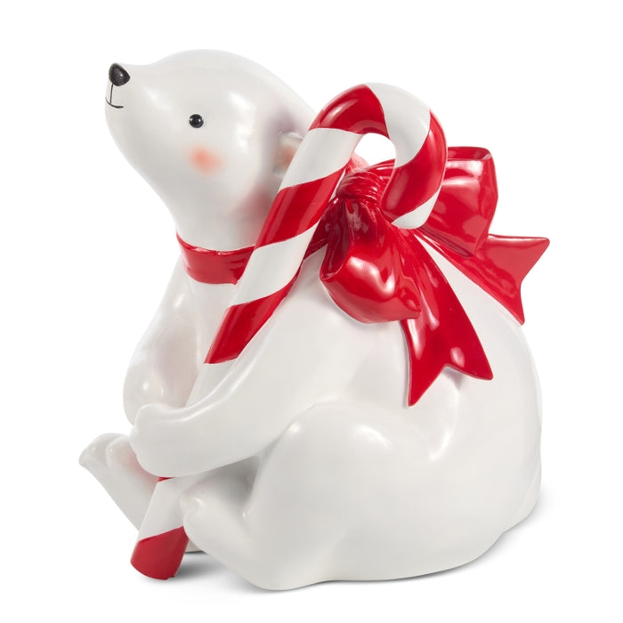 21.5" Polar Bear with Candy Cane