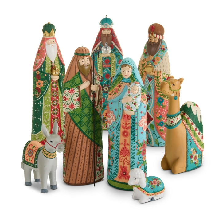 14" Folk Art Pattern Nativity