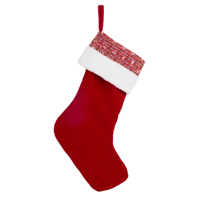 23" Velvet Stocking with Sprinkles  and  Fur Cuff