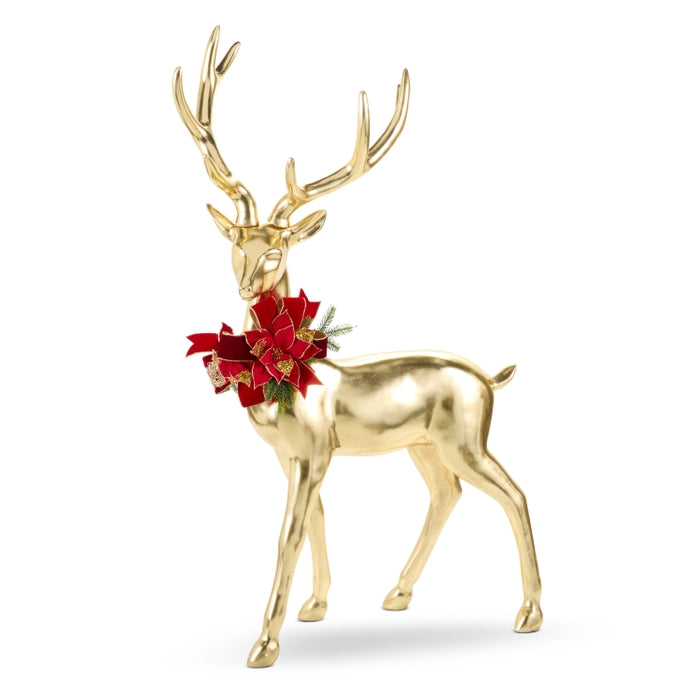 42" Gold Standing Deer with Bow