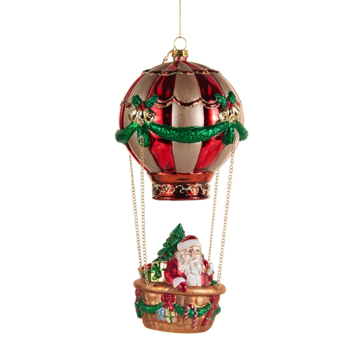 8.5" Hot Air Balloon Santa Ornament