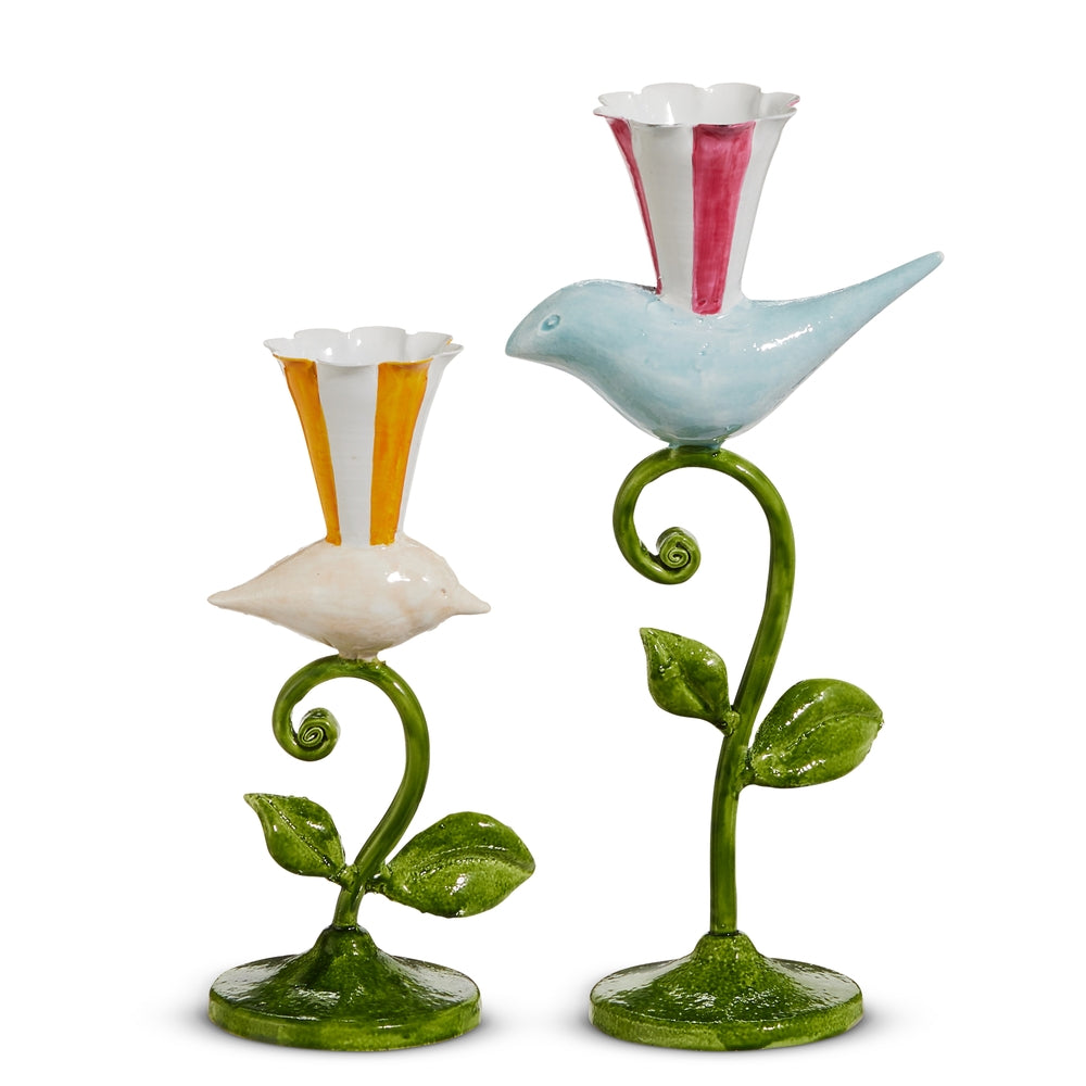 11" Bird on Vine Candlesticks