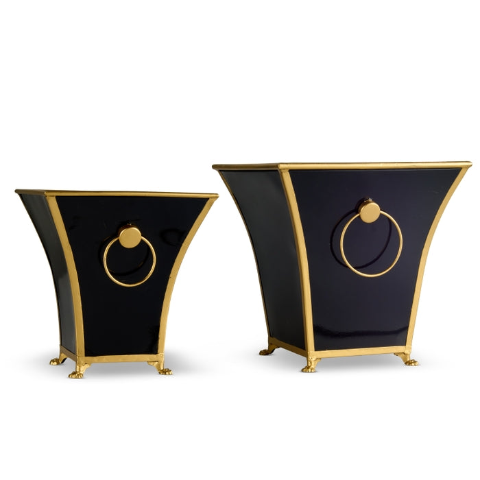 12.5" Black and Gold Cache Pots
