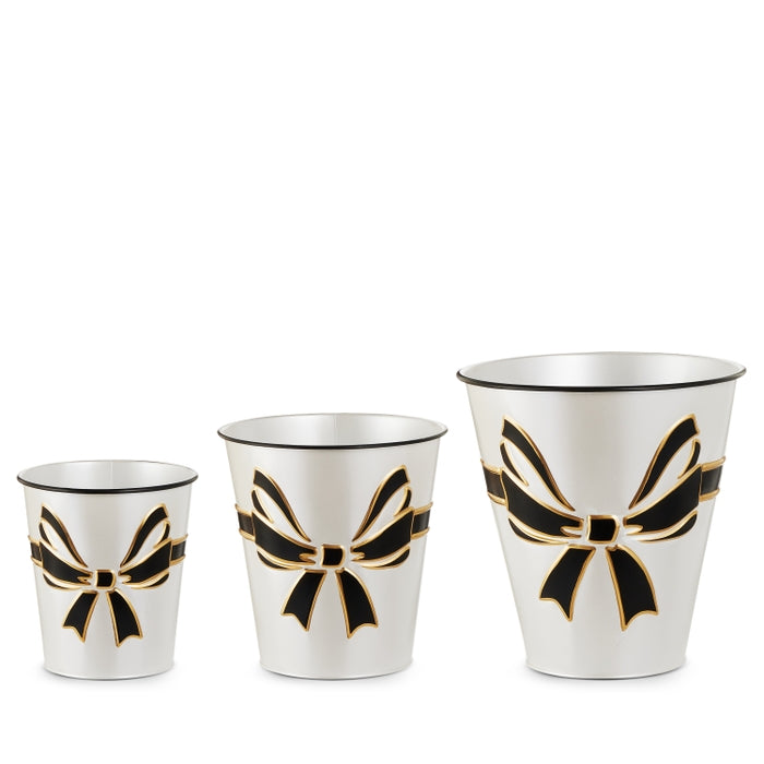 10.75" Embossed Black Bow Buckets Decor