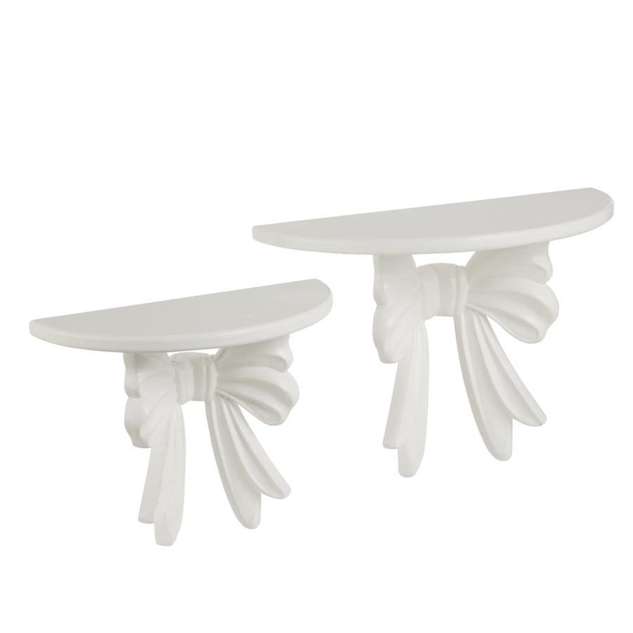 14" White Bow Wall Shelves