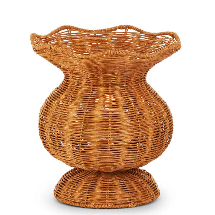 10.5" Scalloped Rattan Urn
