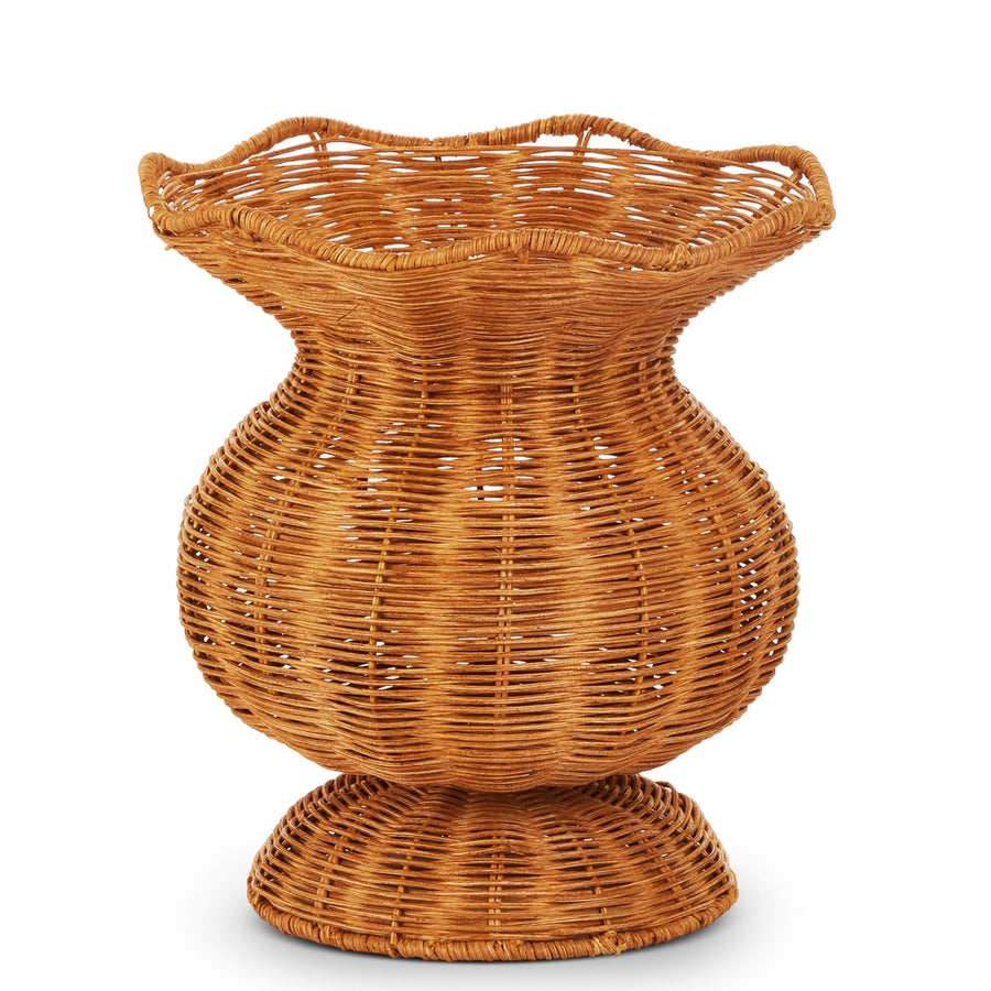 10.5" Scalloped Rattan Urn
