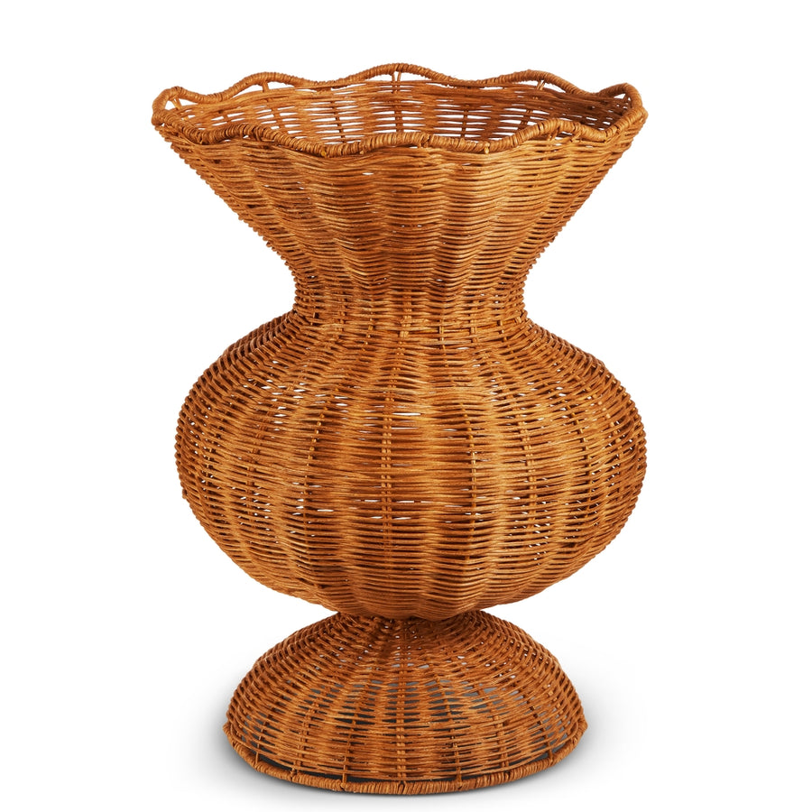 15.5" Scalloped Rattan Urn
