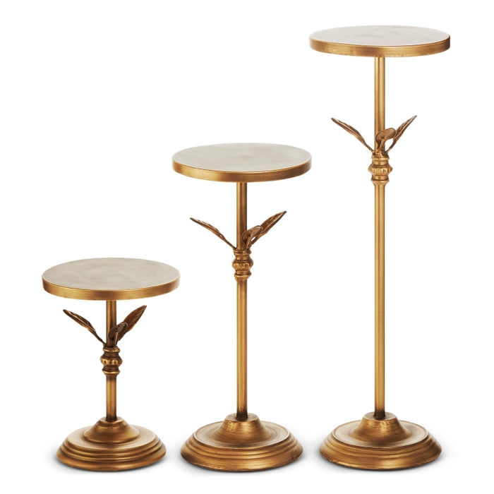 18" Antique Gold Candle Pedestals