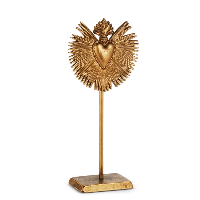 10" Antique Gold Heart Stand