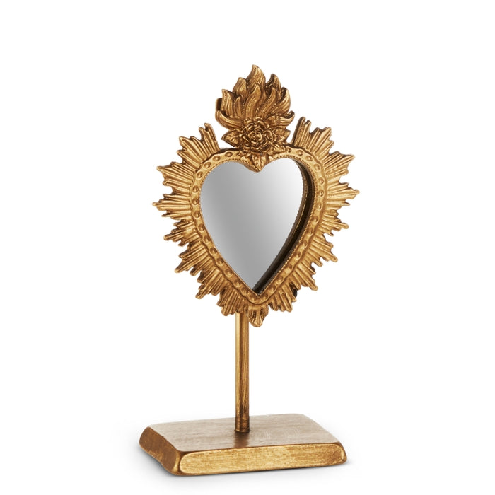 7" Mirrored Heart on Stand