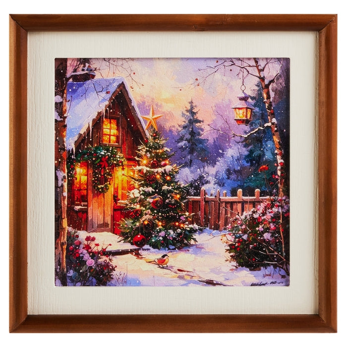 10" Holiday Cabin Mini Framed Wall Art