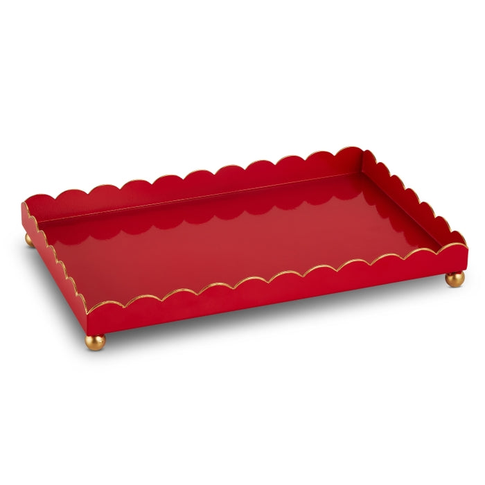 14" Red Scalloped Tray