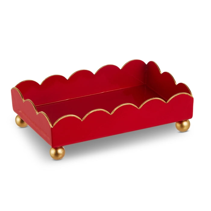 6" Red Scalloped Trinket Tray