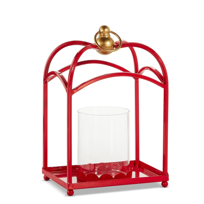 12" Red Scallop Lantern Candle Holder