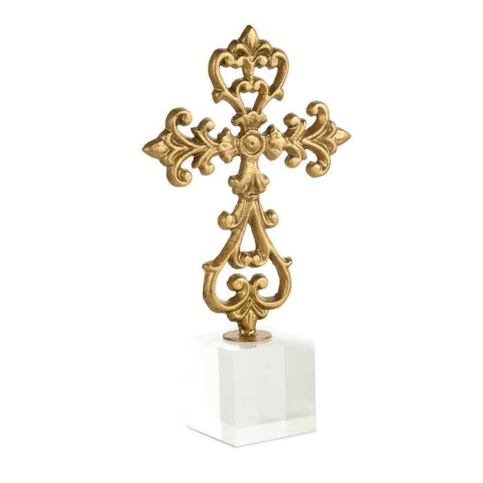 13" Antique Cross on Acrylic Base