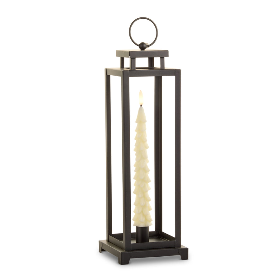 14.5" Lantern with Ivory Taper Tree Candle
