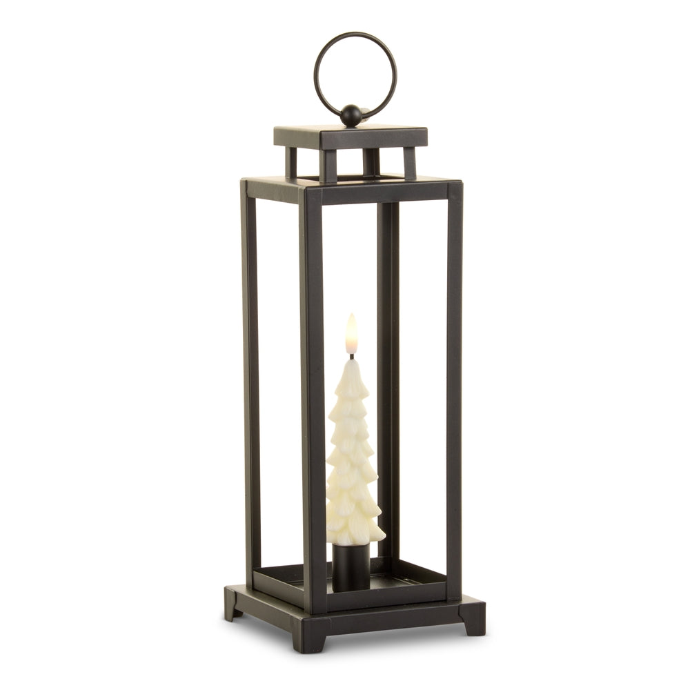 12.5" Lantern with Ivory Taper Tree Candle