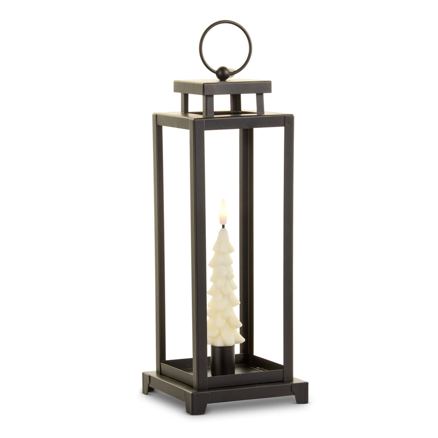 12.5" Lantern with Ivory Taper Tree Candle