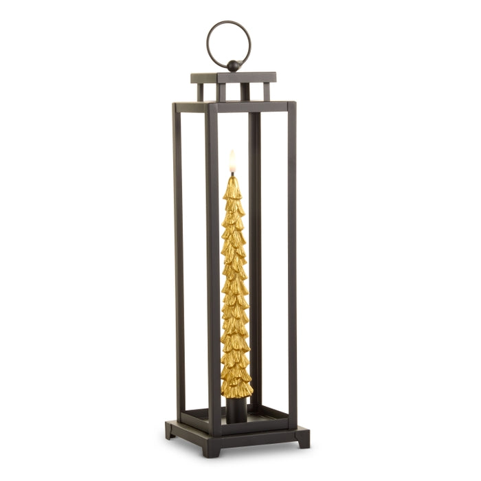 16.5" Lantern with Gold Taper Tree Candle