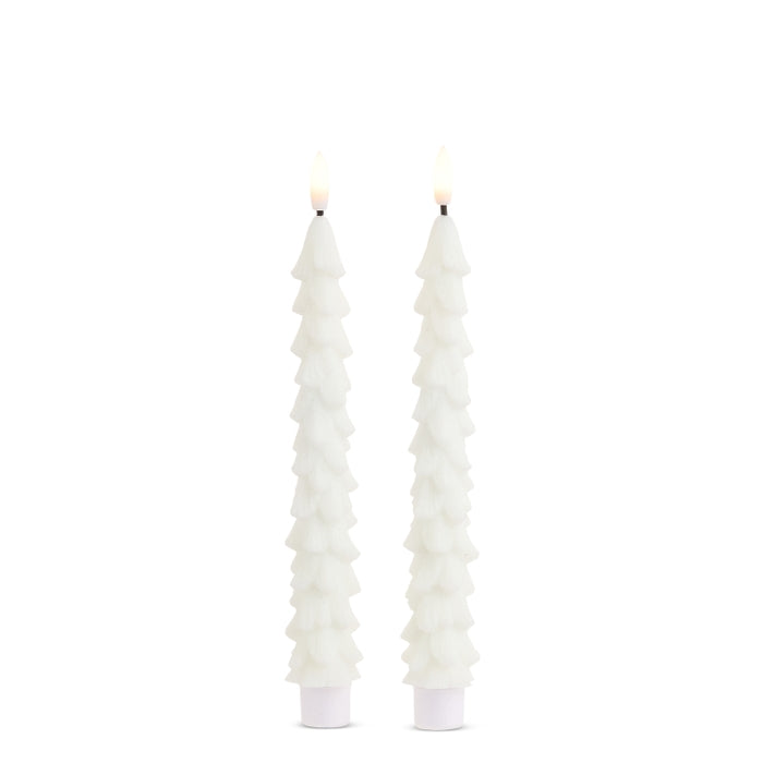 10.5" Glittered White Tree Taper Candles