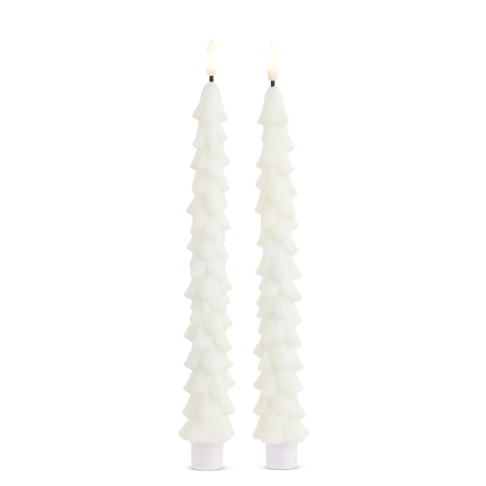 8.5" Glittered White Tree Taper Candles