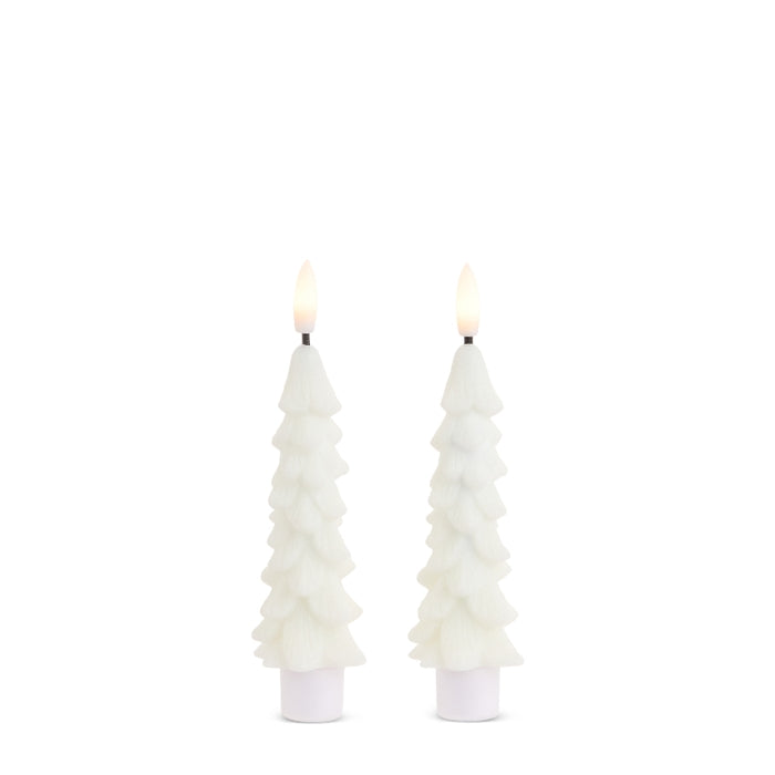 6" Glittered White Mini Tree Taper Candles