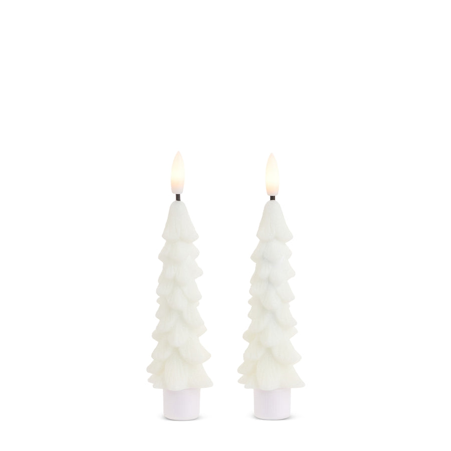 6" Glittered White Mini Tree Taper Candles