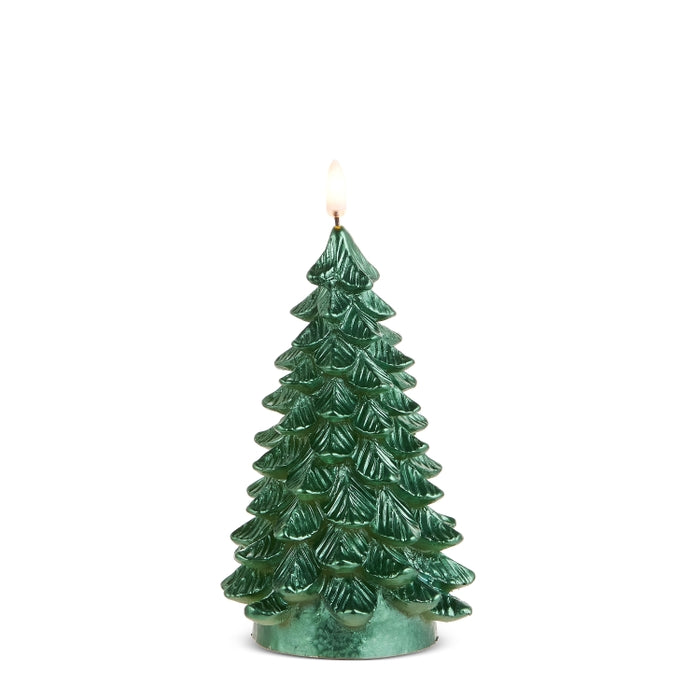 6.5" Metallic Green Tree Candle