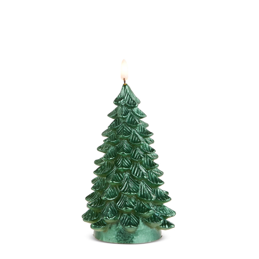 6.5" Metallic Green Tree Candle