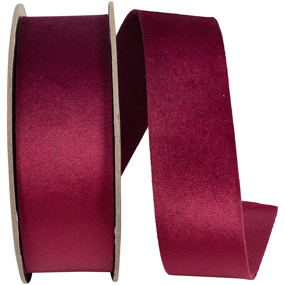Burgundy Velvet Double Face Ribbon 1-1/2 Inch for Bows