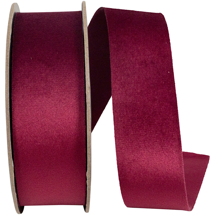 Burgundy Velvet Double Face Ribbon 1-1/2 Inch for Bows