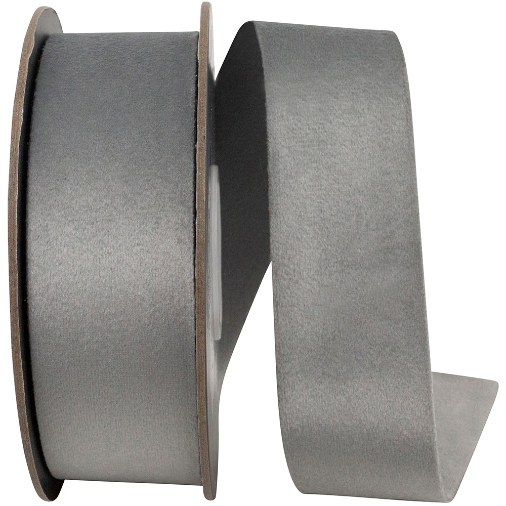 Grey 1-1 2 Inch Luxe Velvet Double Face Ribbon for Wreaths & Bows