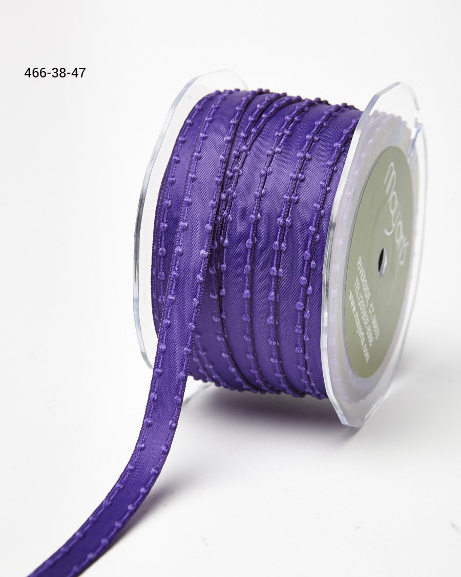 3/8 Inch Satin Ribbon with Woven Knotted Edge – 466-38-47 Purple