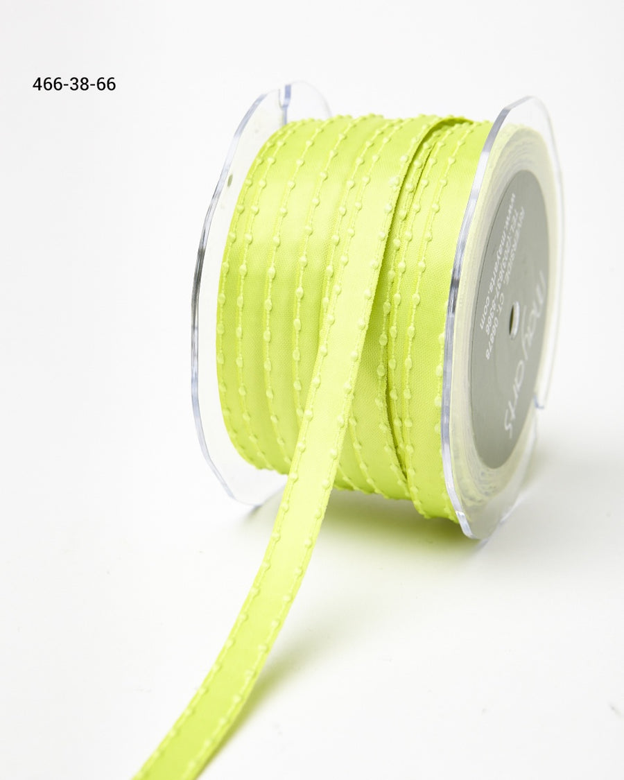 3/8 Inch Satin Ribbon with Woven Knotted Edge – 466-38-66 Lime Green