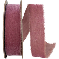 Rose 1 Inch Dutchess Velvet Frayed Edge Ribbon for Wreaths & Bows