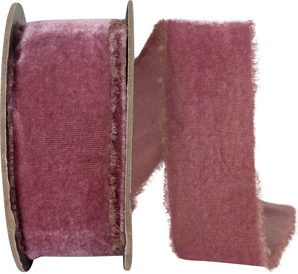 Rose 1-1 2 Inch Dutchess Velvet Frayed Edge Ribbon for Wreaths & Bows