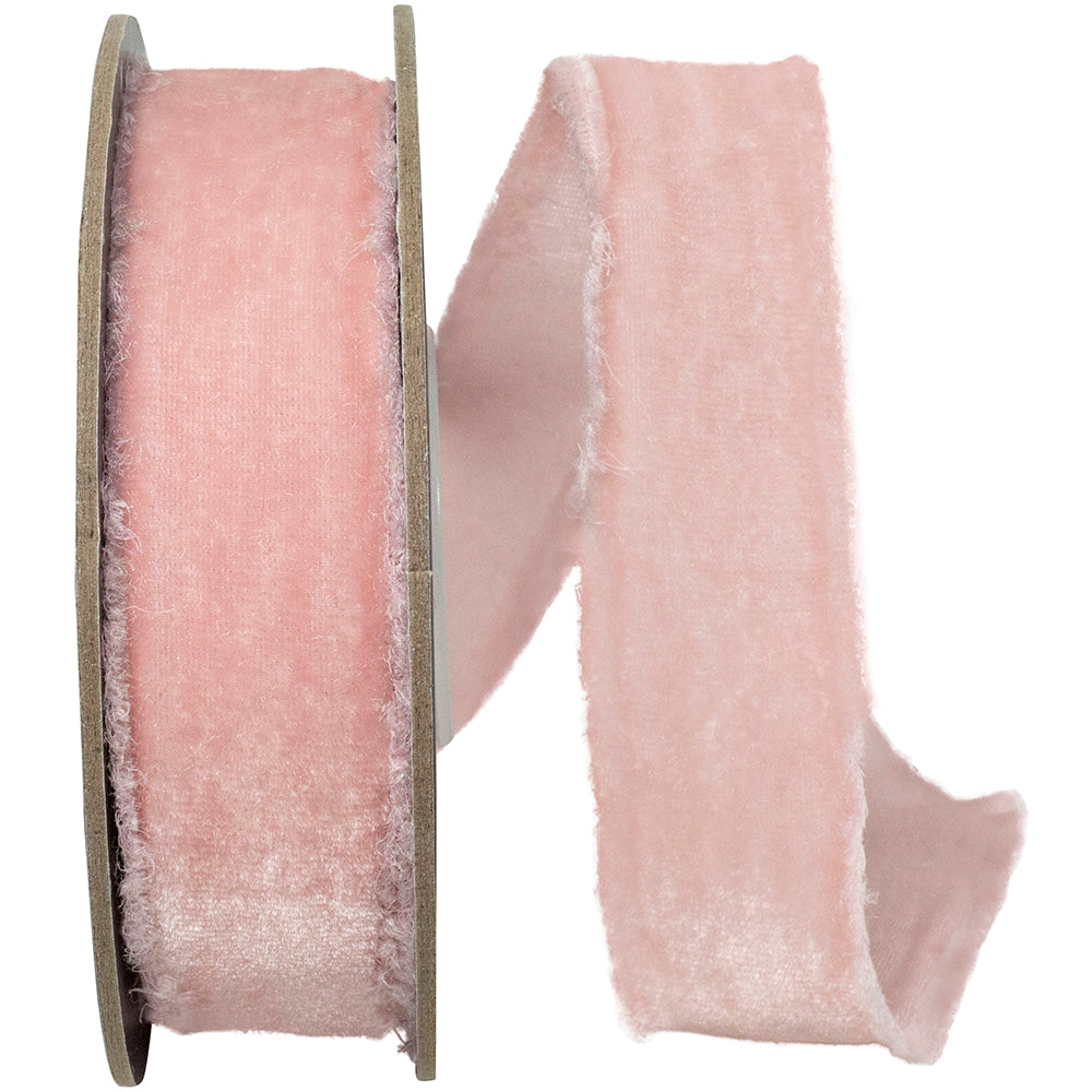 Light 1 Inch Dutchess Velvet Frayed Edge Ribbon for Wreaths & Bows